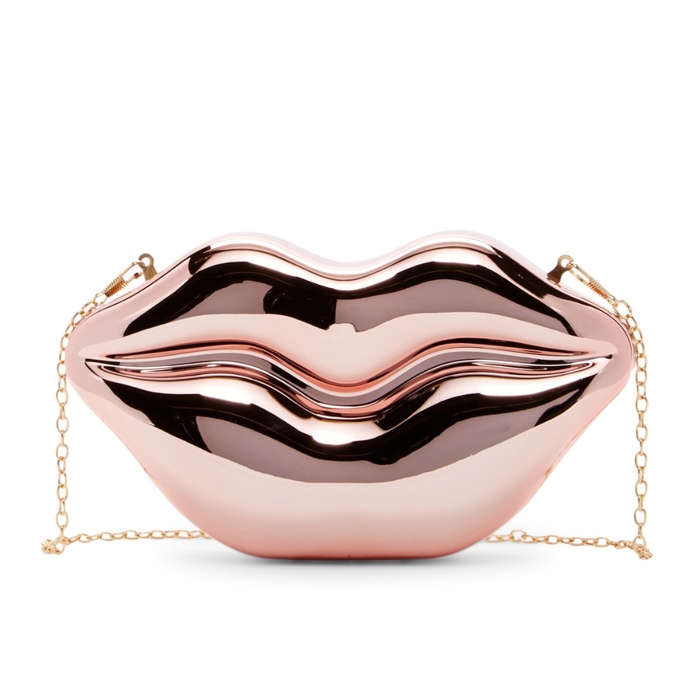 cute rose gold lips shape clutch